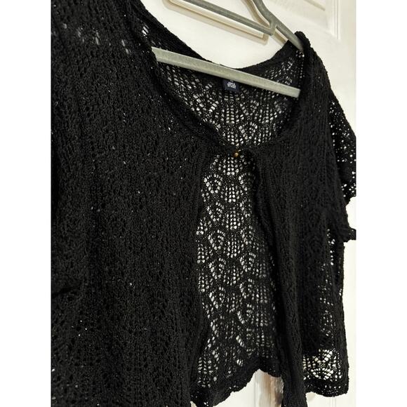 GAP Black Crochet Sweater Cardigan Open Front with Button XL - Picture 2 of 6